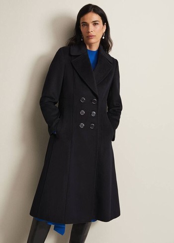 Phase Eight Sandra Wool Long Smart Coats Navy USA | 7230195-LK